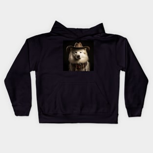 Cowboy Dog - Samoyed Kids Hoodie